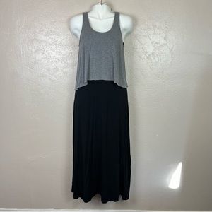 Gap women black gray sleeveless maxi dress size small‎